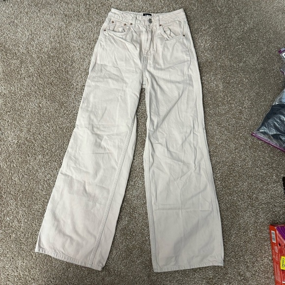 BDG Urban Outfitters Women’s Light Pink High Rise Wide Leg‎ Puddle Jeans Size 26 - Picture 1 of 8